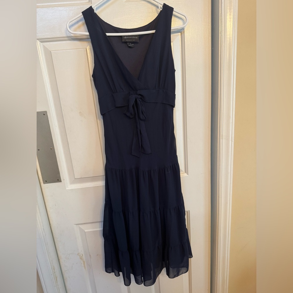 Connected Apparel Navy Blue Midi Dress